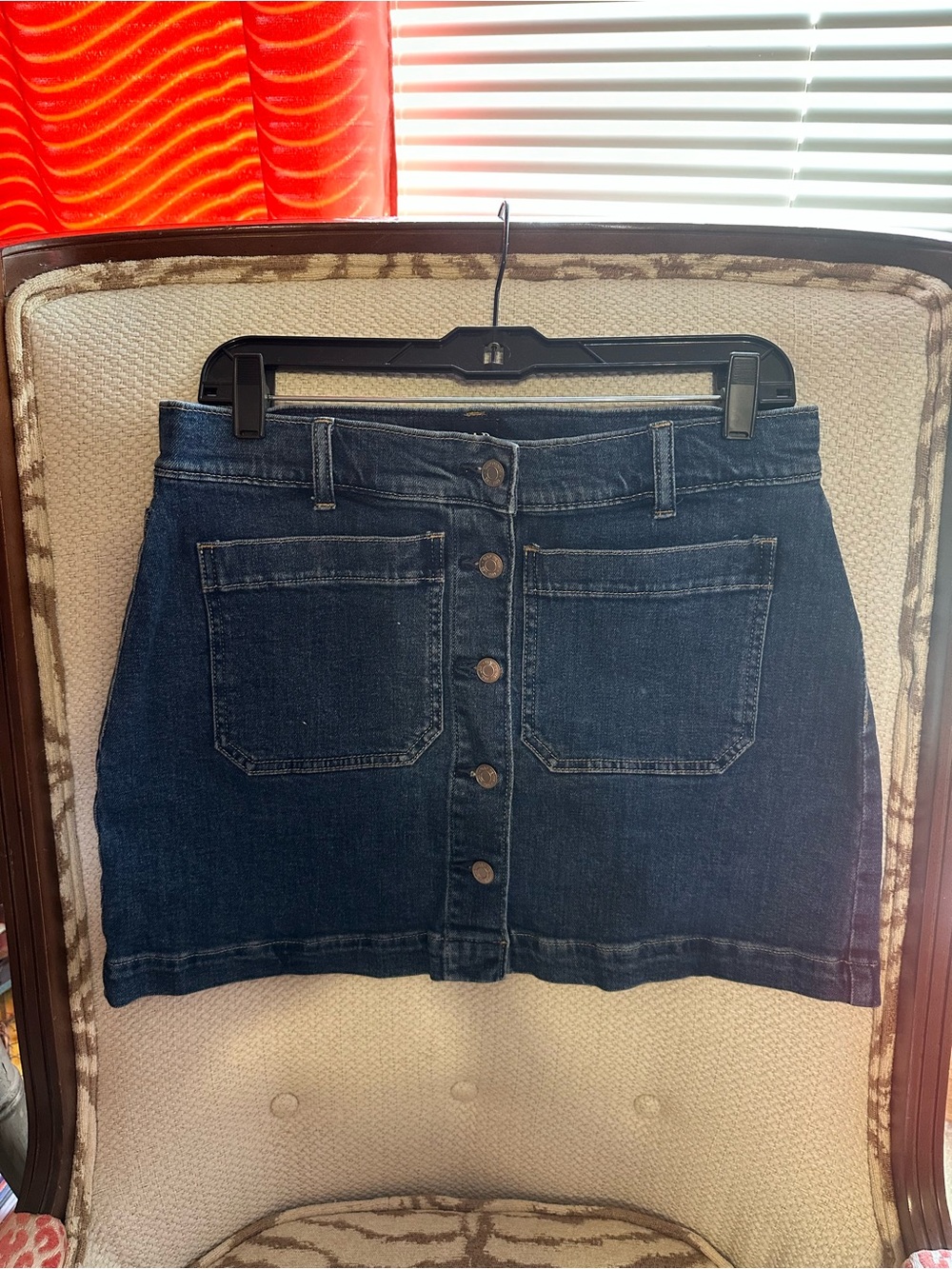 GAP Dark Blue Button-Front Denim Mini Skirt